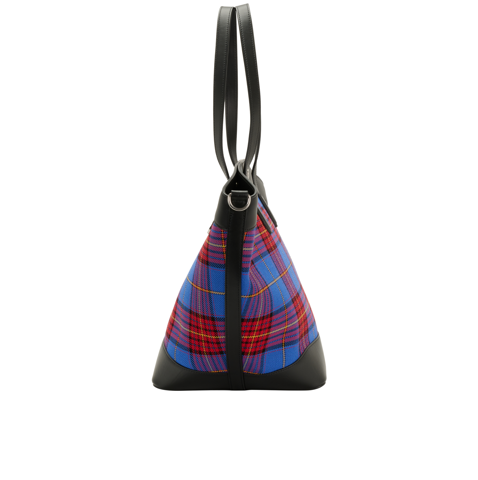 Camden Tartan Shopper, &pound;250, Handbags, Blue/Red/Tan, Fabric/Leather, Bottom view